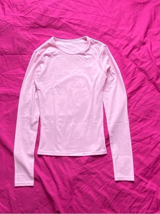 None Tops - Women’s Pink Long-Sleeve Crew Neck Top - spandex and polyester